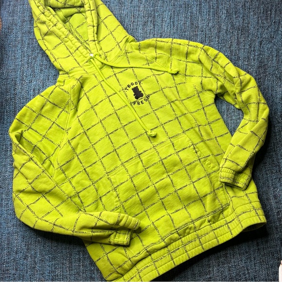 Teddy Fresh Barbed Wire Pullover Hoodie in Lime Green Black - Picture 1 of 10